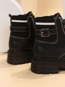 New Arrival Women's Fashionable Motorcycle Short Boots With Thick Soles In British Style For Autumn And Winter - Black - View 7