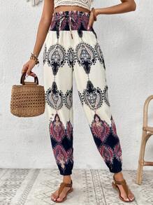 SHEIN VCAY In Đồ họa Nút phía trước Quần - Nhiều màu - Xem 1