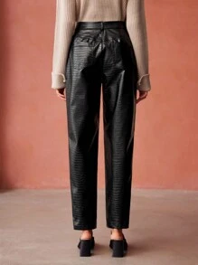 MOTF PREMIUM REPTILE PU LEATHER PANTS - Black - View 5