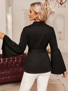 SHEIN Clasi Płaszcz z paskiem i kołnierzem szalowym