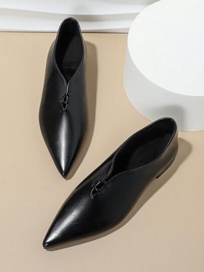 2025 Autunno Ballerine nere a punta casual e alla moda, scarpe versatili e confortevoli per il pendolarismo