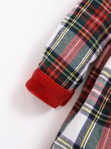 SHEIN Baby Girl Tartan Peter Pan Collar Smock Dress for Christmas - Multicolor - View 3