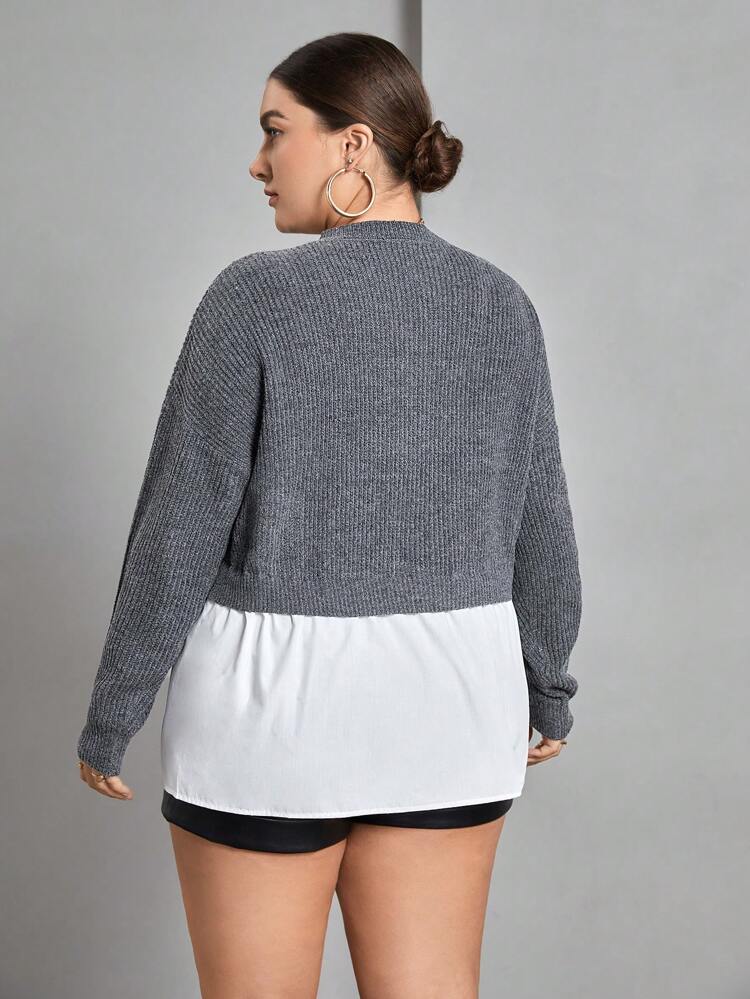 Plus Two Tone Drop Shoulder Cardigan