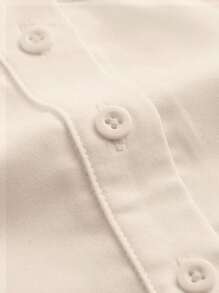 SHEIN MOD Camisa corta con manga farol y botones delanteros lisos, blusas de manga larga
