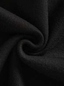 男士鹿角印花袋鼠口袋抽绳连帽衫，秋季款，长袖上衣 - 黑色 - 查看 5