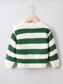 SHEIN Young Boy Two Tone Drop Shoulder Sweater - Green - View 2