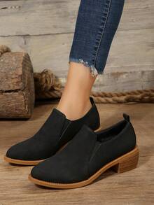 Fashionable Women's Boots, Chunky/high Heeled, Pointed Toe, Back Zipper Closure, Slip-on - Black - View 4