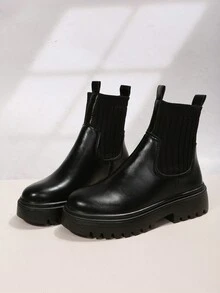 Giày bốt thông thường thời trang dành cho nữ để mặc ngoài trời vào mùa thu đông - màu đen - Xem 3