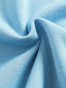 少女字母图案保暖内衬卫衣 - 淺藍色 - 查看 7