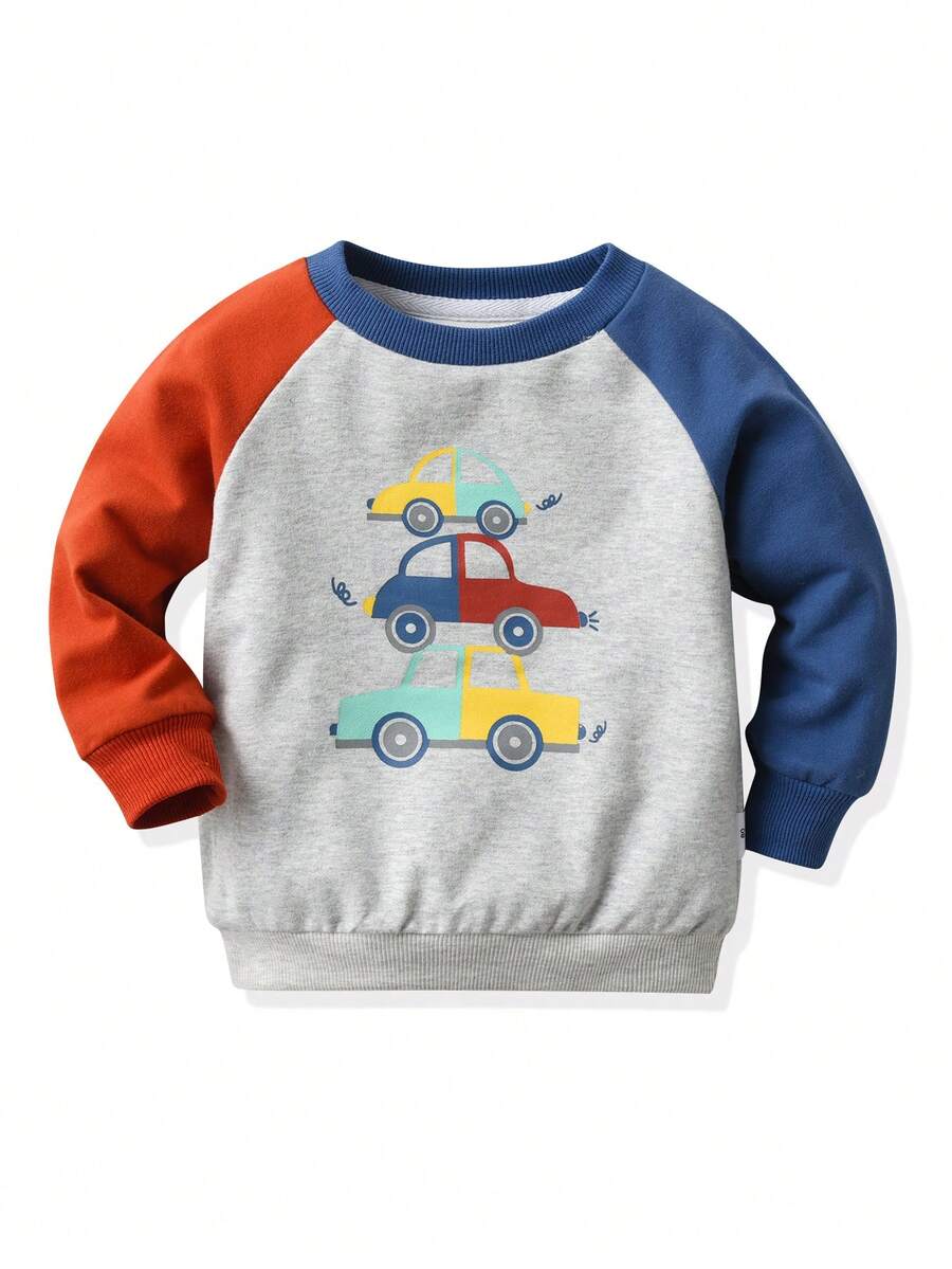 Sudadera de manga raglán con estampado de dibujos animados para niño joven - Gris - Ver 1