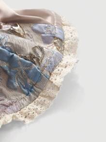 SHEIN MOD Floral Jacquard Lace Up Front Tube Top - Multicolor - View 3