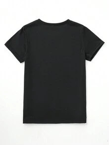 SHEIN Unity 1pc Christmas Skeleton Print Tee Graphic Tees Women Tops - Black - View 2