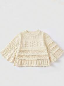 Spring/Fall Retro Knitted Long Sleeve Top For Baby Girls And Boys - Beige - View 1