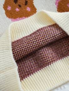 SHEIN Young Girl Cartoon Pattern Sweater - White - View 4