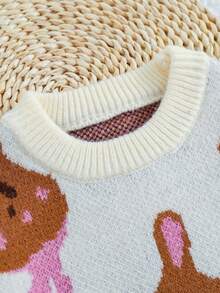 SHEIN Young Girl Cartoon Pattern Sweater - White - View 5