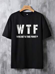 Manfinity Roughcore Men Letter Slogan Graphic Drop Shoulder Casual Short Sleeve Tee, Boyfriend Gift - Black - View 3