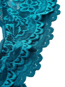 花卉蕾丝扇贝边开裆泰迪紧身衣内衣