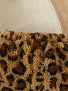 女嬰豹紋蝴蝶結插肩袖運動衫和褲子