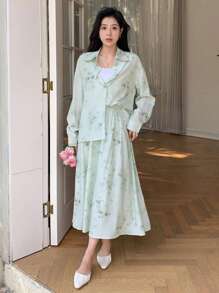 DAZY Set din două piese pentru femei cu model de stropi de cerneală