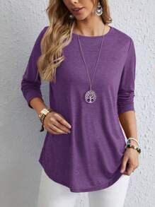 EMERY ROSE Knopen rug Gebogen zoom T-shirt