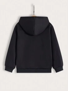 Young Girl' Smiling Face Print Casual Sweatshirt - Black - View 3