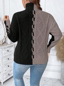 Calvaya 加大码双色落肩针织套头衫 秋冬毛衣 - 彩色 - 查看 2