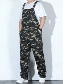 Manfinity Homme Men Plus Camo Print Denim Overalls Without Tee - Multicolor - View 4