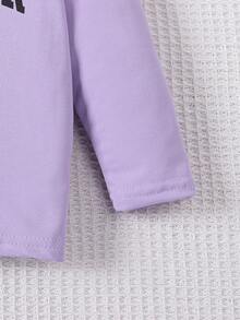 女嬰字母圖案 T 恤和褲子 - 紫色 - 查看 5