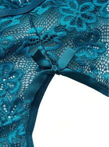 花卉蕾丝扇贝边开裆泰迪紧身衣内衣