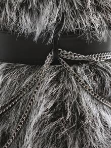 SHUZIA Women's Fuzzy Pointy Toe Skiny Heel Knee-High Boots Summer Shoes Spring Shoes Spring Break Easter For Christmas - Black - View 3