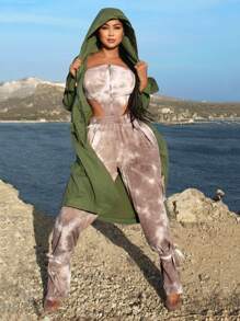 SHEIN SXY Zip Up Hooded Coat - Grey - View 4