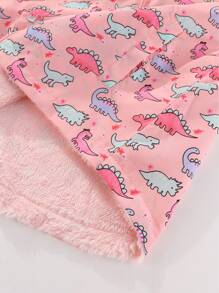 SHEIN 小女孩恐龍印花拉鍊保暖連帽外套 - 粉色 - 查看 8