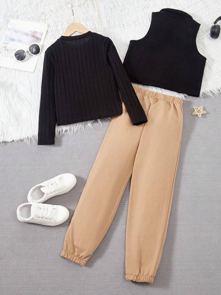 Tween Boy Letter Patched Detail Jacket & Sweatpants