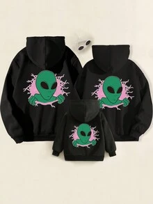 Young Boy Alien Print Sweatshirt - Black - View 4