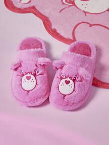 SHEIN X Care Bears Dép đi trong nhà thêu hình gấu hồng dễ thương, QUÀ TẶNG - Hồng - Xem 2