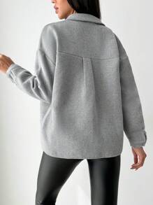 EURMUSE 翻蓋口袋落肩袖花呢外套