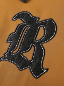 Manfinity Homme Veste Universitaire Pour Hommes Ample Avec Écusson De Lettre Et Bordure Rayée, Style Épaule Tombante