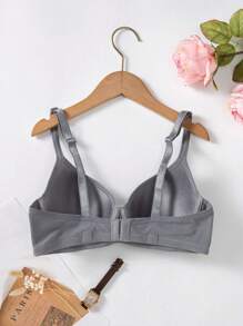 حمالة صدر موحدة اللون حلقة معدني - رمادي - مشاهدة 2