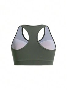 Easithlete Plus Size 1pc Hooded Sports Jacket & 1pc Sports Bra & Bra & 1pc Sports Leggings Workout Women Set - Multicolor - View 4