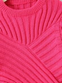 SHEIN Chica preadolescente Jersey crop tejido de canalé bajo asimétrico