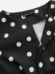 SHEIN Maternity Heart Print Lantern Sleeve Sweater - Black and White - View 5