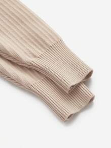 SHEIN Maternity V Neck Drop Shoulder Split Hem Sweater, For Winter - Khaki - View 6