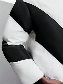 Maija 拼色拉链衬垫大衣 - 黑與白 - 查看 6