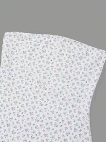 SHEIN EZwear Ditsy Floral Print Mermaid Hem Tube Dress - Pink - View 3