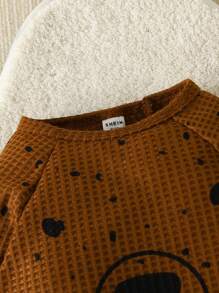 男嬰卡通圖案插肩袖運動衫和條紋圖案衛褲 - 彩色 - 查看 6