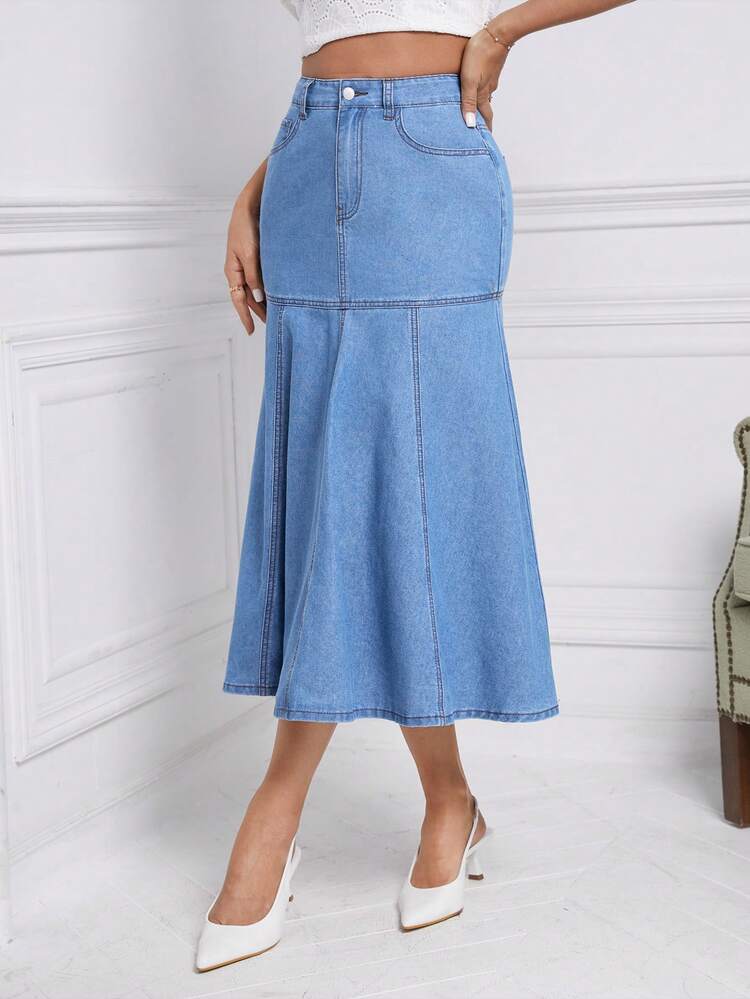 Mermaid Hem Denim Skirt Winter