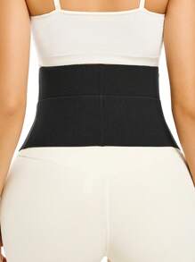 Solid Hook & Eye Front Waist Trainer - Black - View 2