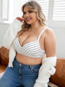 Plus Size Bras & Bralettes Mencetak - Putih - View 4