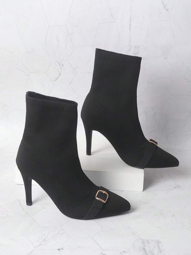 Women's Knitted Shoe Upper Fashion High Heel Boots