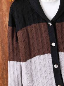 Teen Boy Colorblock Cable Knit Cardigan - Multicolor - View 3